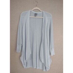 Chico's Travelers Collection Open Front Sparkle Cardigan Sweater Light Blue Sz 2